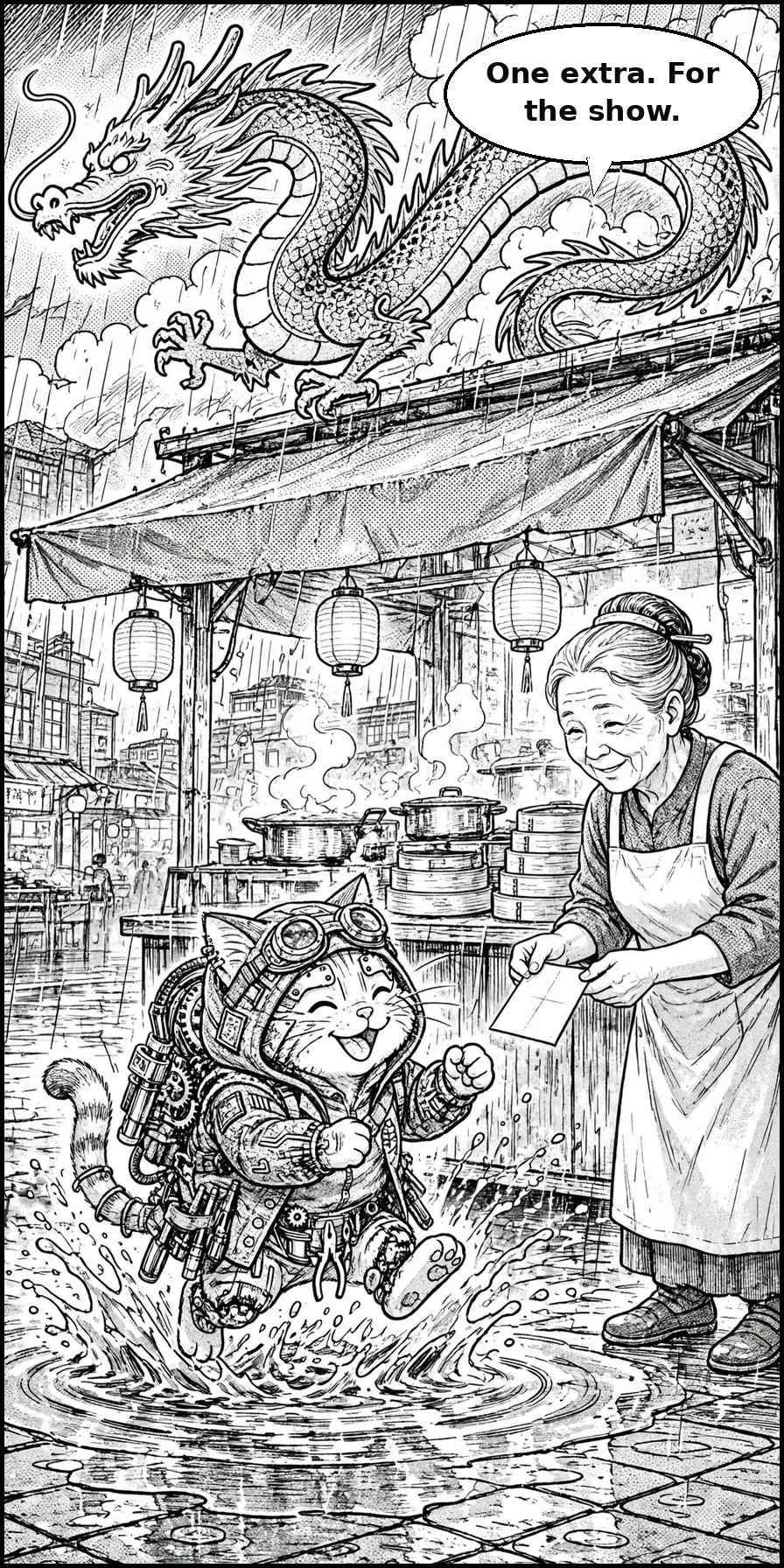 Manga panel 9 of Chapter 1: One extra. For the show.